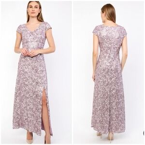 Alex Evenings Floral Maxi Sheath Dress Size 12